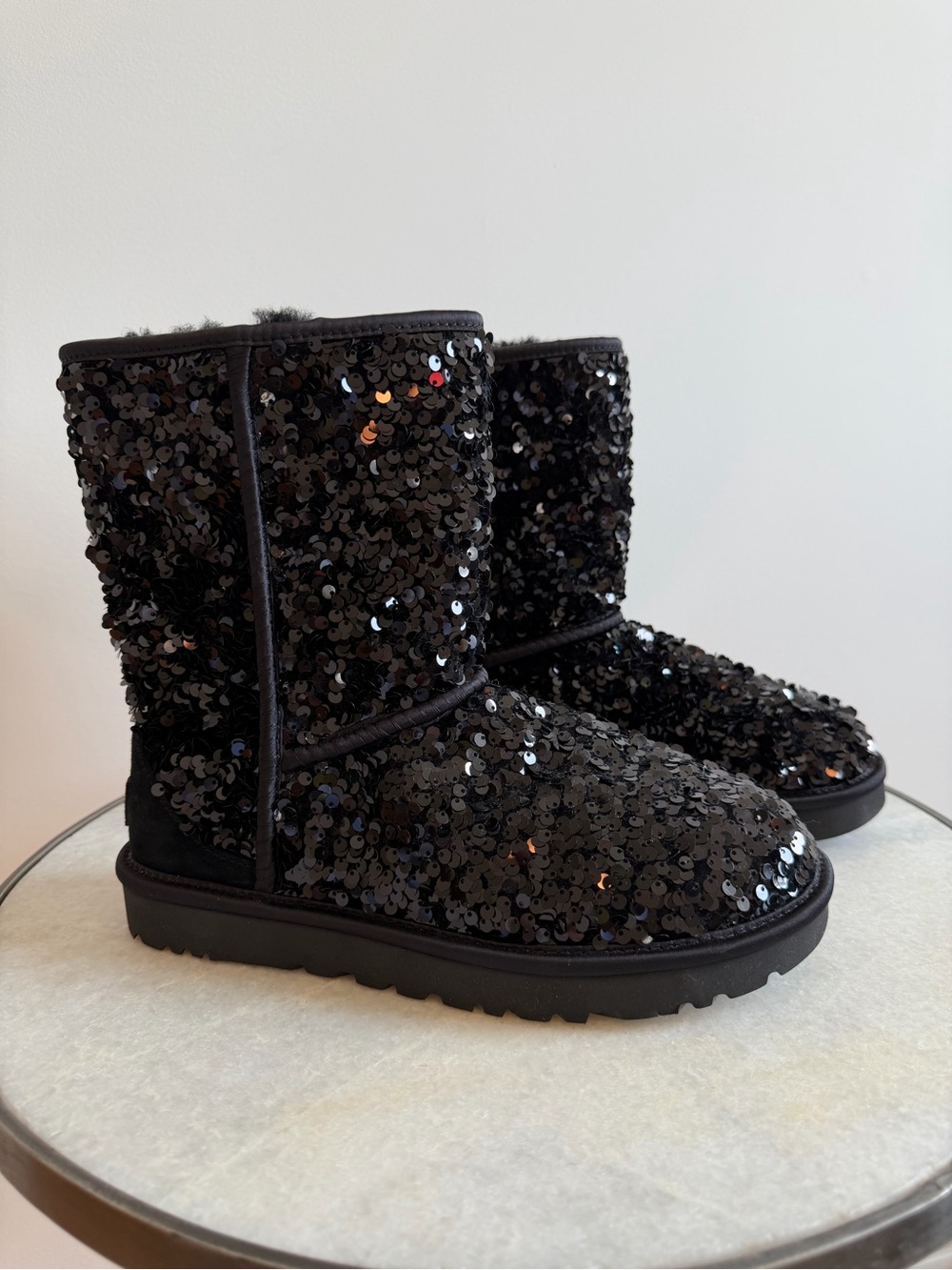UGG Limited Edition Black Sequined Mid-Calf Boots